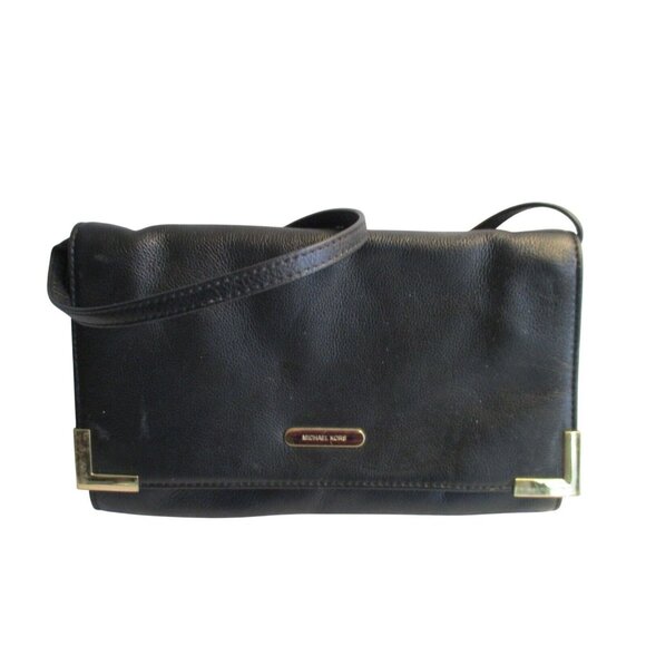 *Michael KORS Black Leather Envelope Clutch 2-Way - NWT - Picture 1 of 8